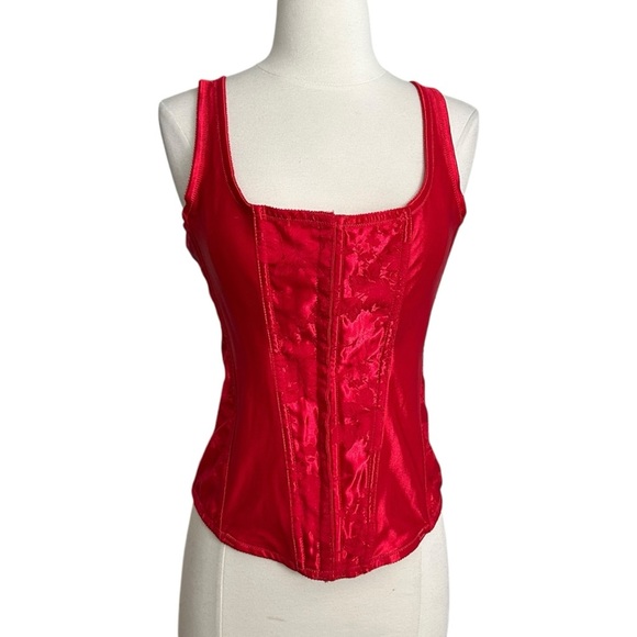 EMPIRE Intimates Red Satin Jacquard Corset Top Lingerie Victorian Edwardian 40 - Picture 1 of 16